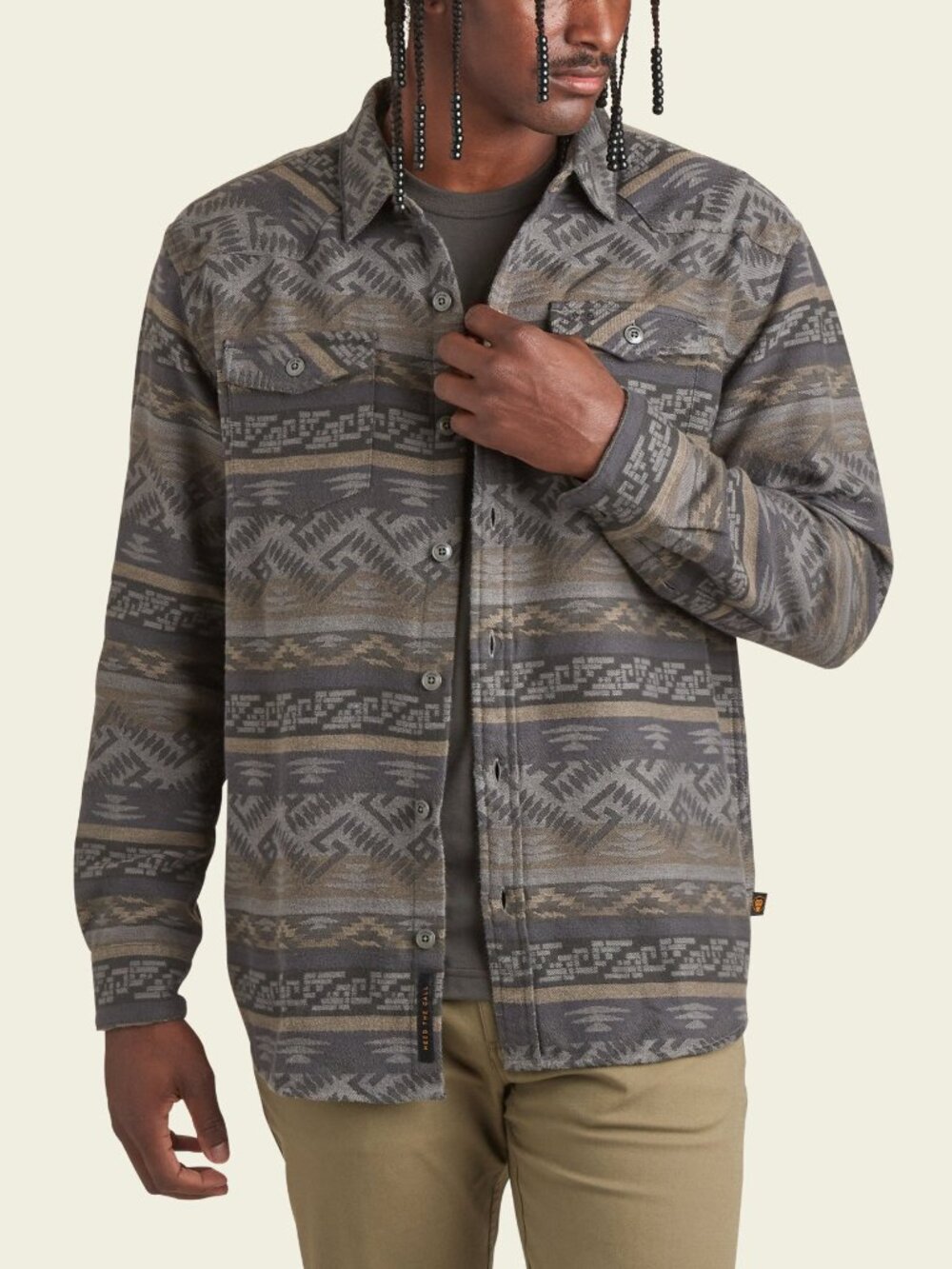 Howler Brothers Sheridan Shirt in Herrador Jacquard: Pencil Lead Size Large
